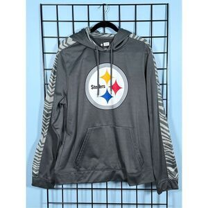 ZUBAZ NFL Team Elevated Logo Viper Hoodie Pittsburgh Steelers Mens L Gray